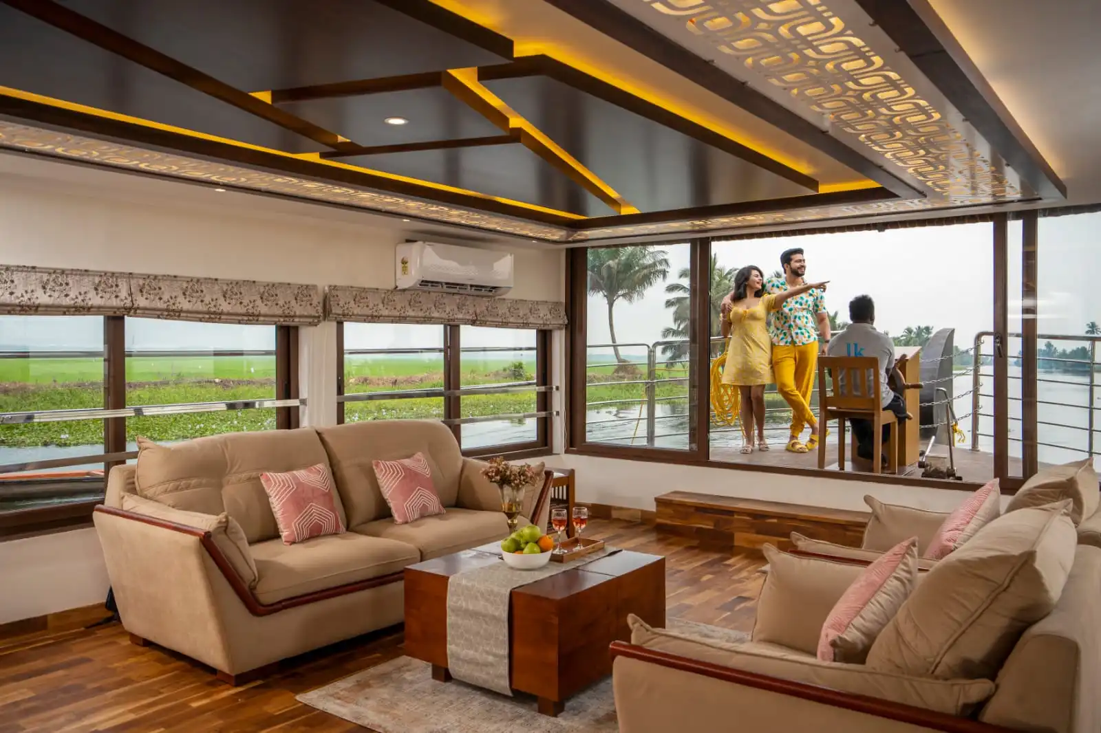 Kerala houseboat honeymoon tour living area